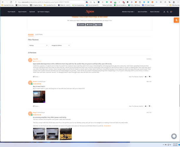 Apos review on there site