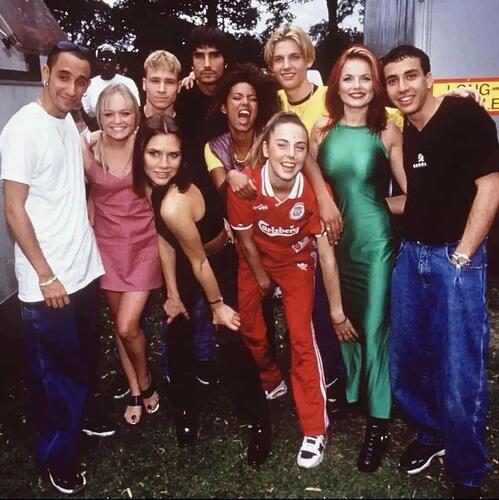 The Backstreet Boys and The Spice Girls in 1996