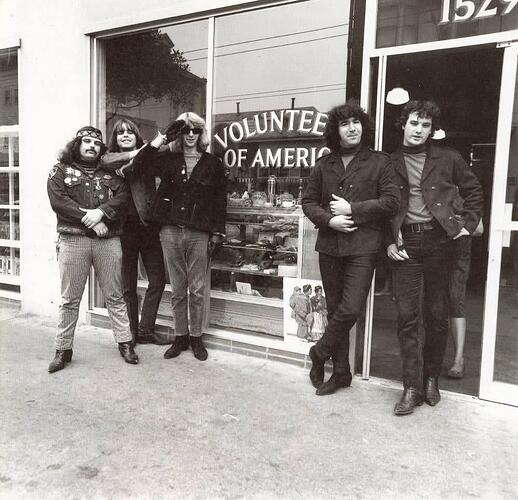 Grateful Dead in front of the Volunteers of America building on Haight Street in San Francisco