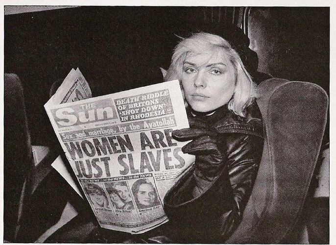 Debbie Harry reading The Sun in 1982