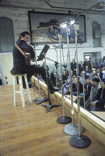 Johnny Cash performing for prisoners at Folsom Prison in 1968