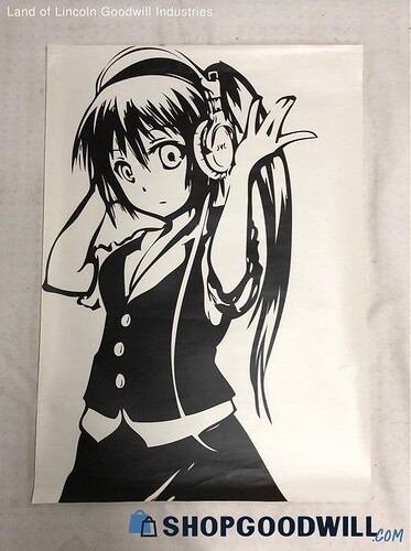 Anime Schoolgirl Wearing Headphones