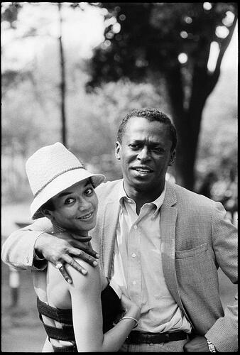 Miles Davis and Frances Taylor Davis at the Newport Jazz Festival in 1958